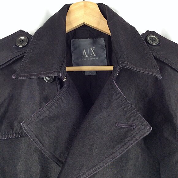 A|X Armani Exchange Trench Coat Mens Size Small Brown Double Breasted $300 - Picture 4 of 9
